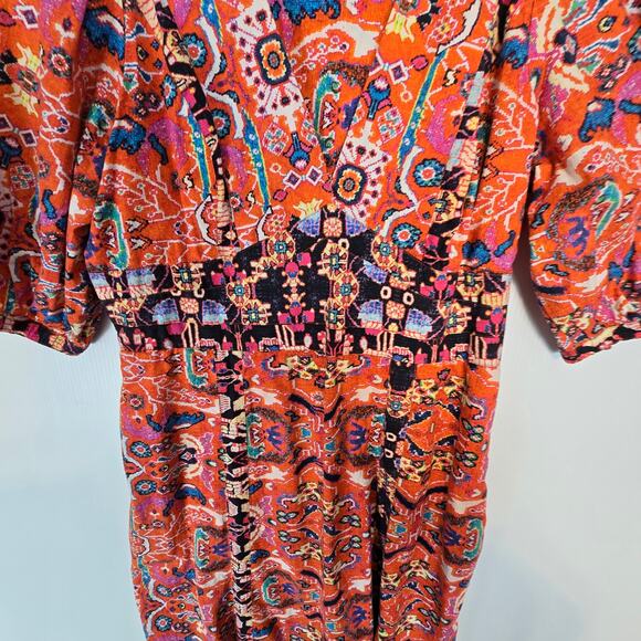 Anthropologie Floral Maxi Dress Boho Double Slit Front V Neck Multi Color Size 6 - Picture 6 of 12